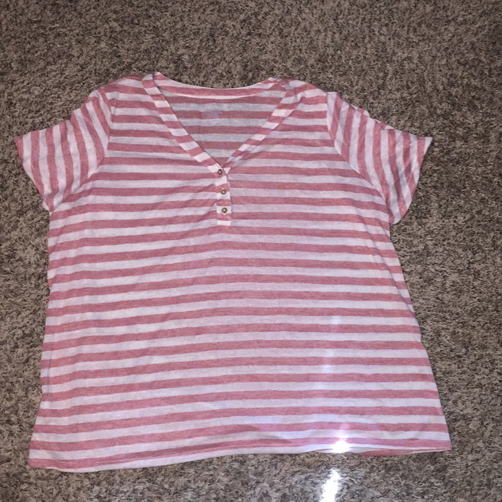 Plus size striped henley top